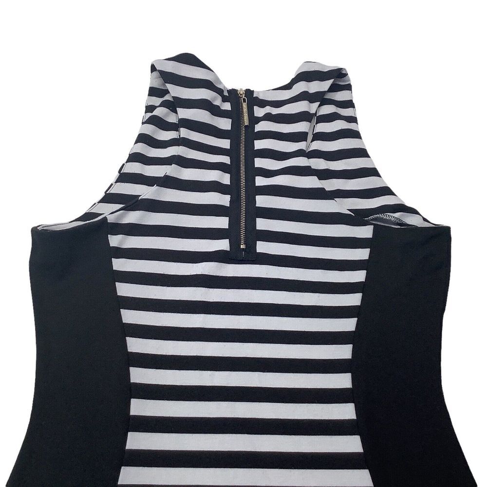 Nicki Minaj Black White Bodycon Dress Size Large back Zipper Stretch Striped - Picture 6 of 12